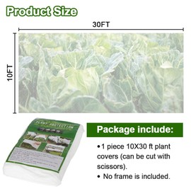 Sprthrd Plant Covers Freeze Protection 10 x 30 FT 1.2oz/yd² Frost Cloth Blankets for Outdoor Plants in Winter, Floating Row Cover for Vegetable Garden