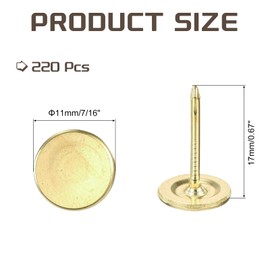 MECCANIXITY Upholstery Tacks for Furniture, 7/16 Inch (11 x 17 mm) Metal Round Gold Thumb Tacks for Wall Decorative Upholstery Nails DIY Project Home Decor, Pack of 220