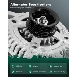 SCITOO Alternator Fits for Ford for E-350 Super Duty 6.2L 2017-2018,for Ford for F-250 for F-350 Super Duty 6.2L 2017-2018,for Ford for Mustang 4.0L 2009-2010 12V 150Amp CW 6 Groove Pulley 11429