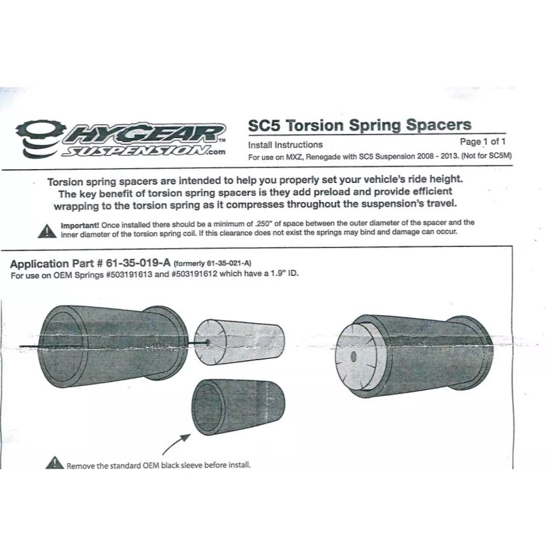 HYGEAR SKI-DOO TORSION SPRING SPACERS 4704-0024