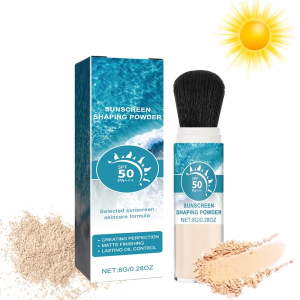 Mineral Powder Sunscreen Foundation with Brush, SPF 50, Mineral Sunscreen