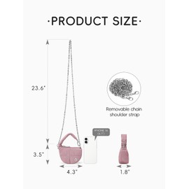 WESTBRONCO Super Mini Coin Pouch Nylon Quilted Wristlet Purses for Women Tiny Cute Purse Puffer keychain Bag, Small Handbag with Crossbody Chain