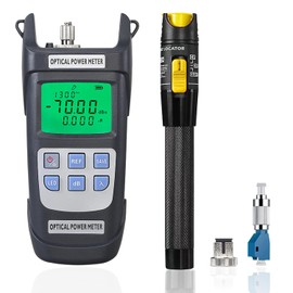 FTTH Fiber Optic Tool Kit, VFL Fiber Optic Power Meter, 70~+10dBm, 50MW Fiber Optic Visual Fault Locator, VFL Fiber Test Pen (Yellow+Grey)