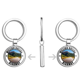 HJ Media Round Million Dollar Highway (co Colorado rv) Metal Round Metal Key Chain Keychain Ring