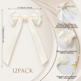 Gandeer Bow Napkin Rings Set of 12 Ivory White Ribbon Candlestick Decor Charms Coquette Bow for Wine Glasses Ribbon Gift Rings Bulk for Candle Holder Wedding Birthday Party Bridal Shower Wrapping