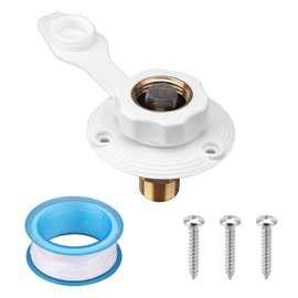 RV Water Inlet, RV City Water Connection Replacement 1/2" Male Thread Waters Fill Inlet Hose Connector with Check Valve for Camper Trailer Marine Motorhome