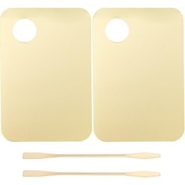 Juego de 2 Paletas Acrílicas para Mezclar Base Líquida y Cosméticos Color Dorado, Incluye Espátula, Uso en Maquillaje y Nail Art, Ligero Tacto Cómodo