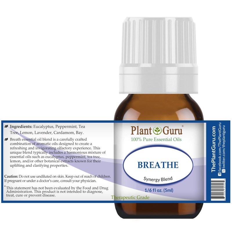 Breathe Essential Oil Blend 5ml Respiratory 100% Pure Therapeutic Grade.