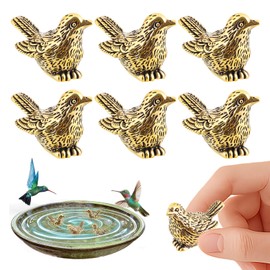 Brass Bird Bath Disks – Mini Turtle Design Water Purification Ornaments for Outdoor Birdbaths, 0.6 oz Each, Natural Cleaner Disks for Garden Bowls and Fountains (Bird 6pcs)