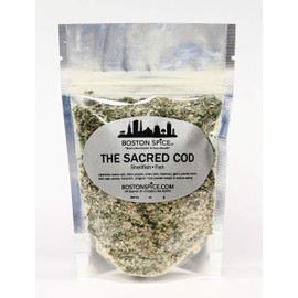 Boston Spice The Sacred Cod Handmade Gourmet Seafood Shrimp Scallops Fish Lobster Salmon Cod Haddock Bass Seasoning Blend Smoker Grilling Oven Barbecue Baked Roasted BBQ Grill (Approx 1 Cup of Spice)