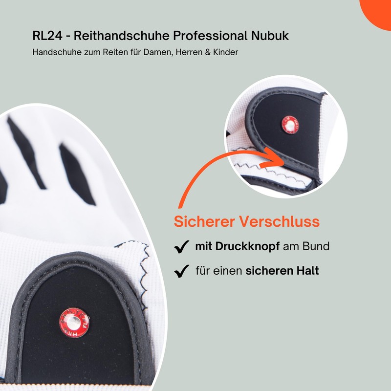 HKM by Reiterladen24 Professional Riding Gloves, Nubuck Imitation Leather, l