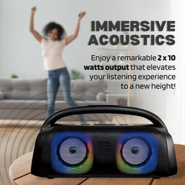 PROSCAN Portable Bluetooth Speaker, TWS LED Light Up, Portable Boombox with Blueooth