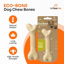 ReThink Pet Eco-Bone Dog Chew Bones, Natural Rubber Dog Bone Toy, Recycled Teething Dog Toys for Boredom, Long-Lasting and Durable Dog Chew Toys for Boredom