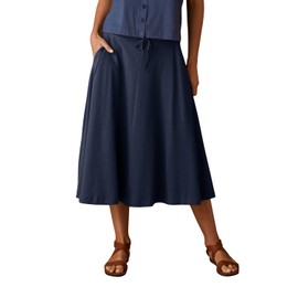 Fair índigo - Falda midi de algodón orgánico para mujer, Marina de medianoche, XXL