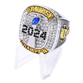 2024 Fantasy Football Championship Trophy Ring Award Prize Sports Winner FFL Champion Ring (Ring and Stand, Size 14)