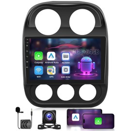 Octa-Core Car Radio Upgrade for Jeep Compass/Patriot (2010-2016), 10.1-inch IPS Touchscreen Car Stereo with Built-in DSP Wireless CarPlay Android Auto Backup Camera GPS Navi BT5.0[4GB RAM+64GB ROM]