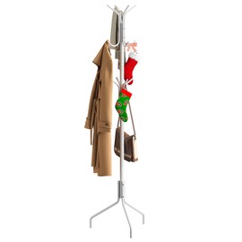 FILWH Coat Rack Freestanding Coat Tree Standing Hat Hanger Jacket Organizer Rack Metal,18.3" L x 18.3" W x 71.5" H,White