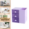AIMALL 3-Drawer Pen Organizer, Multi-Purpose Purple Storage Box, Plastic Cosmetic