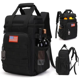 Tactical Backpack Cooler,Lunch Backpacks for Men Work with Handle，Soft Cooler Backpack Insulated Waterproof Leak Proof，Heavy Ice Chest Backpacks for Hiking Camping (Black)