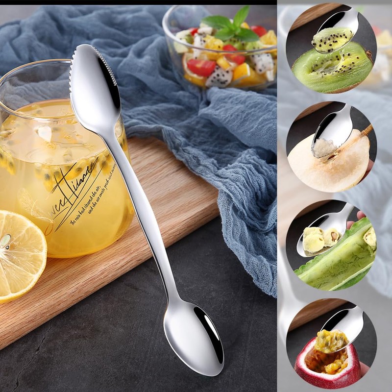 Ouliget Double End Grapefruit Spoons,Stainless Steel Fruit Spoon Utensil Set,Serrated