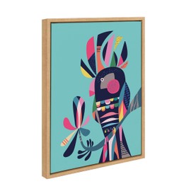 Kate and Laurel Sylvie Cockatoo Framed Canvas Wall Art by Rachel Lee, 18x24 Natural, Colorful Bird Art for Home