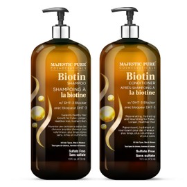 Majestic Pure MAJESTIC PURE Biotin Shampoo and Conditioner Set with DHT Blocker Complex - Hydrating, Nourishing & Supporting Healthy Hair, Sulfate Free, for Men & Women - 16 fl oz each