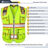 JKSafety 10 Pockets Class 2 Hi-Vis Zipper Front Yellow Safety