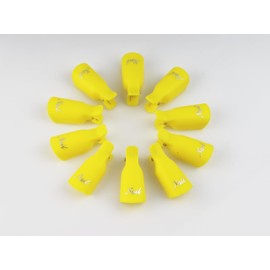 Pana® 20 Pieces (YELLOW) New Bow Ribbon Style Reusable Acrylic Nail Soak Treatment UV Gel Polish Remover Clip Cap Manicure Tool