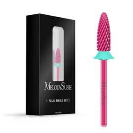 MelodySusie Long Flame Nail Drill Bits, 3/32'' Carbide Tungsten Bits, Suitable for Manicure Pedicure Cuticle Gel Polishing, Beginners Bits, Pink Blossom, Series Bit-X, Coarse