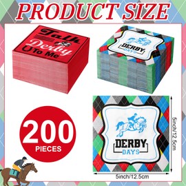 Janlaugh 200 Pcs Derby Horse Cocktail Napkins Derby Day Party Horse Racing Cocktail Beverage Napkins for Kentucky Jockey Birthday Party Supplies Decorations