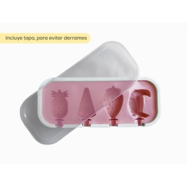 Noguez. Molde para Paletas de Hielo Reutilizable y de Fácil Liberación, Moldes Popsicle, Moldes de Silicona para Helados, Molde de Mini Helado, Ice Cream Mold. (Fruta Piña Rosa)