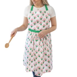 Mary Square Festive Christmas Chic Candy Cane Mommy and Me One Size Cotton Adult Kitchen Apron For Cooking and Baking