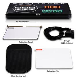 Pyle Universal 5.5’’ Car HUD Head-Up Display Windshield Screen Projector Vehicle Speed & Diagnostic Monitor System Plug & Play OBD2/EUOBD Water Temp, Voltage, Fuel Indications & More (PHUD18OBD)