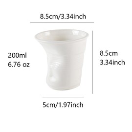 JinRu BaoHua Ceramic pleated water cup, irregularly shaped coffee cup 200ml