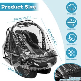 Hysagtek Car Seat Rain Covers Universal Baby Car Seat Rain Covers with Hook and Loop & Handle Opening Baby Carrier Raincover Quick-Access Roll-Up Door & Dual Side Ventilation Ideal Air Circulation