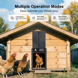 Automatic Chicken Coop Door with Anti-Pinch,Chicken Coop Door Solar Powered with LCD Screen,Electric Auto Chicken Coop Door with Timer&Light Sensor Chicken Door,Aluminum Automatic Chicken Door Opener