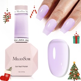 MelodySusie Jeweliver Gel Nail Polish, 0.5Fl Oz Lavender Puprle Jelly Gel Polish Sheer Translucent Nude Soak Off UV LED Light Cure Spring Summer Colors Nail Art Manicure Nail Art DIY at Home JM04