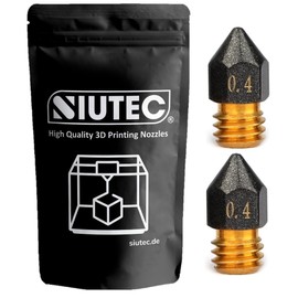 SIUTEC® Premium MK8 PTFE Brass Teflon/Brass Teflon Nozzle/Nozzle, 0.4 mm, Pack of 2, Compatible with Ender, CR6, CR10S, X5SA, A8, 1.75 mm