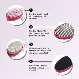 4 in 1 The Pedi Care Stick 4 Sided Pedicure Paddle Metal File and Emery Board Tool with Pumice Stone for Feet by DreamCut