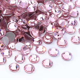 Meibite Pink Flatback Rhinestones, Glass Rhinestones for Nail Art and Craft, Glue Fix, Loose Crystal Gemstones(Pink, SS12, 1440pcs, 2.9-3.0mm)