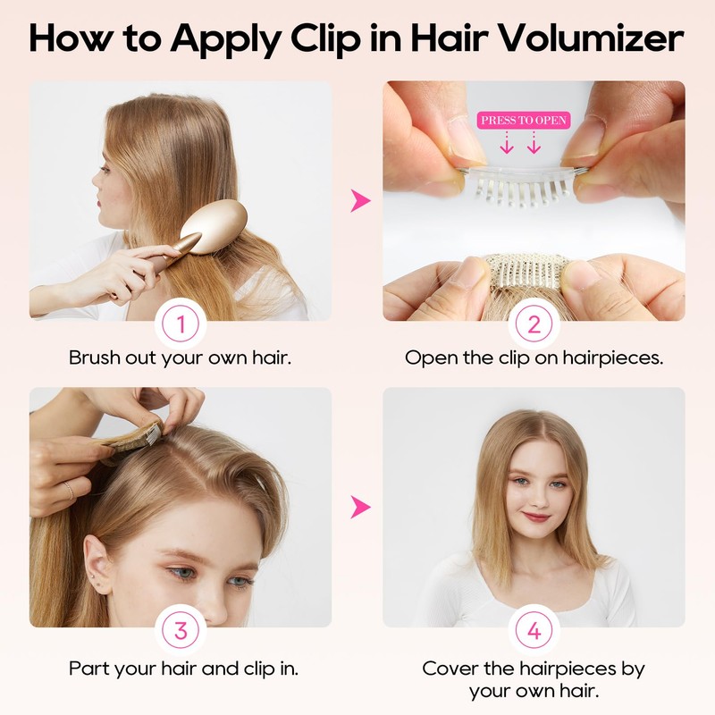 REECHO Clip in Hair Volumizer, 2PCS 12 inch Short Thick