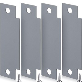 Zonon Door Strike Plate Filler with Screws Carbon Steel Strike Filler Plate T Blank 4-7/8 x 1-1/4 Inch Security Mounting Metal with Hole for Exterior Interior Latch Hardware Replacement (Gray,4 Pcs)