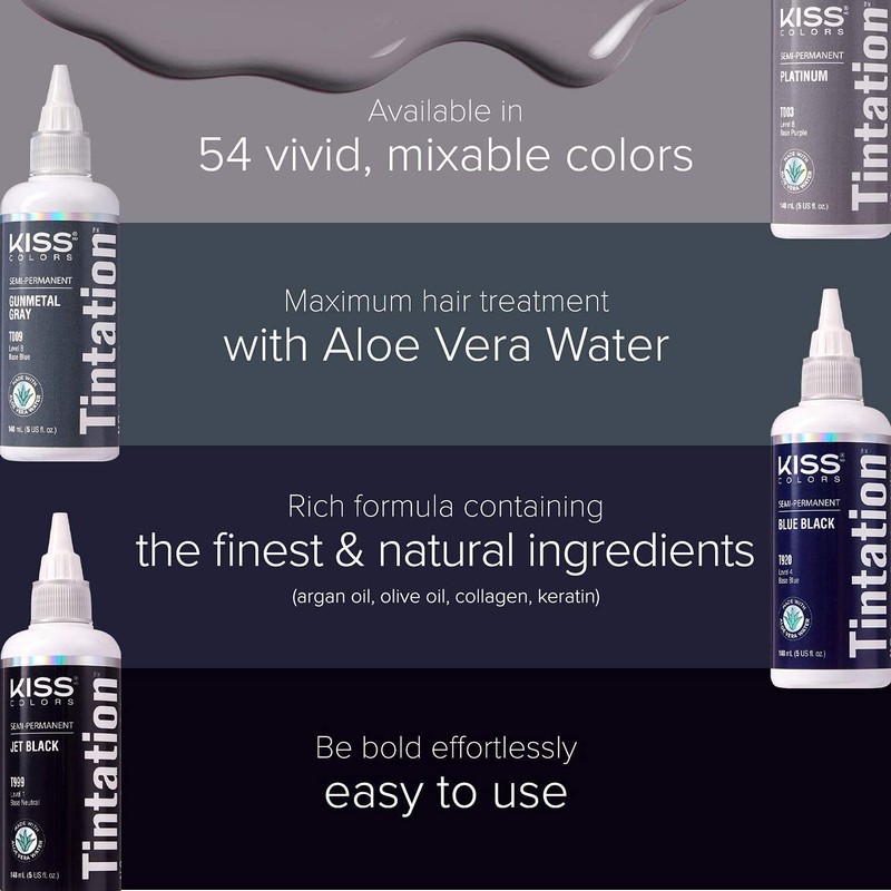 Kiss Tintation Semi Permanent Hair Colour With Argan Oil, Aloe