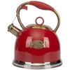 Tea Kettle, Stovetop Whistling Teapot, Stainless Steel, Red, 3.0-Quart