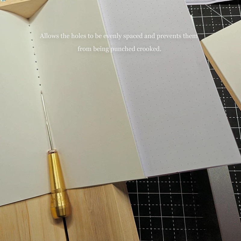Bookbinding Punching Cradle with Aluminum Piercing Guide, with an Awl