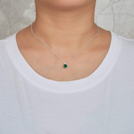Philip Jones Sterling Silver Green Necklace Created with Zircondia® Crystals
