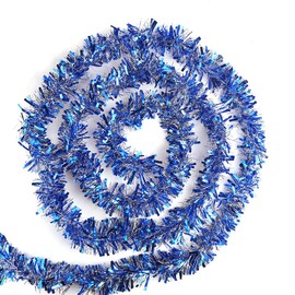 CCINEE 33 Feet Blue Christmas Tinsel Garland for Christmas Tree Ornaments Party Ceiling Hanging Decorations,3.5 inch Wide