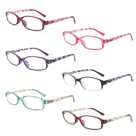 IVNUOYI 6 Pack Reading Glasses Blue Light Blocking,Fashion Ladies Spring Hinge Readers with Pattern Print,Anti Glare UV Eyeglasses for Women 2.25