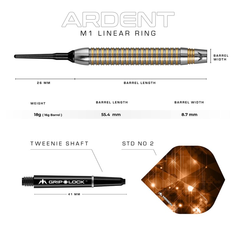 Mission Darts D9686 Ardent | 18g Professional Soft Tip Darts