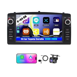 4+64G 7 inch Android 13.0 Car Stereo for Toyota Corolla E120 2000 2001 2002 2003 2004 2005 2006 with Wireless & Wired Carplay,Built-in GPS WiFi DSP Camera MIC